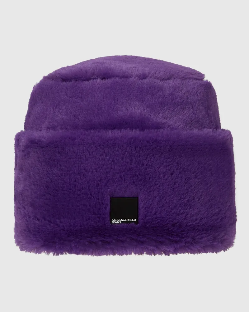 Karl Lagerfeld Kunstpelzmütze Mit Umschlag, Damen, Prism Violet, Größe Prism