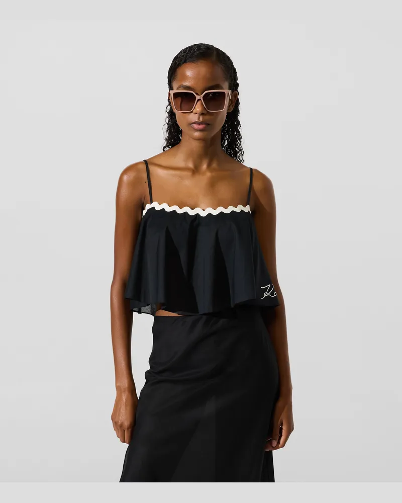 Karl Lagerfeld Kurzes Strandtop Mit Muscheldesign, Damen, Schwarz, Größe Schwarz