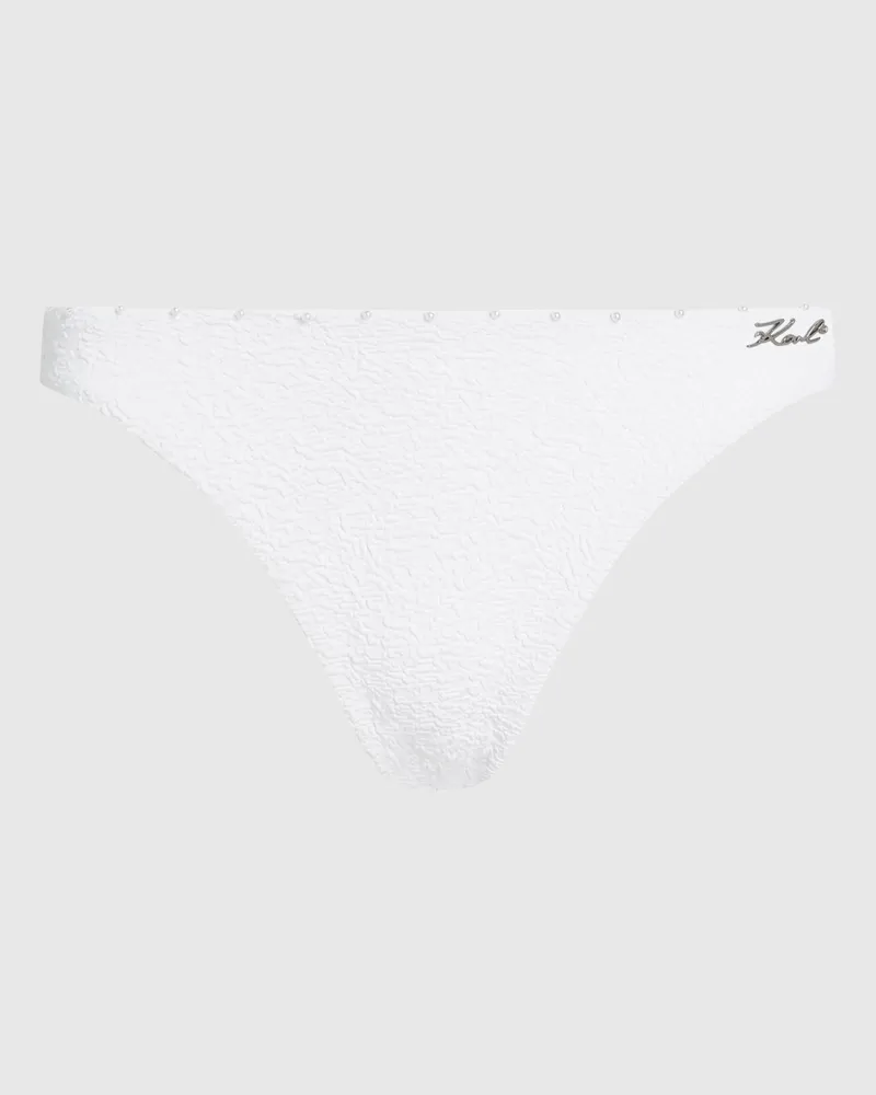 Karl Lagerfeld Strukturierte Bikinihose Mit Perlen, Damen, Cannoli Creme, Größe Cannoli