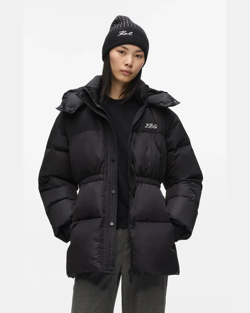 Karl Lagerfeld Taillierte Midi-daunenjacke, Damen, Schwarz, Größe Schwarz