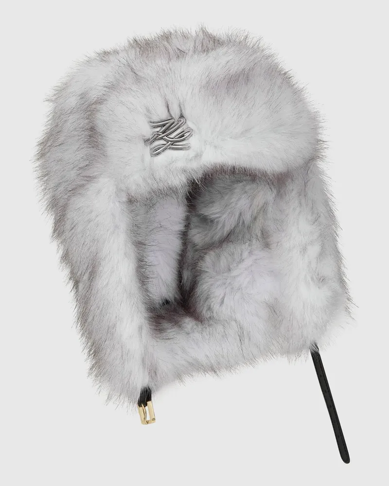 Karl Lagerfeld K/studio Trappermütze Aus Kunstpelz, Damen, Weiss, Größe Weiss