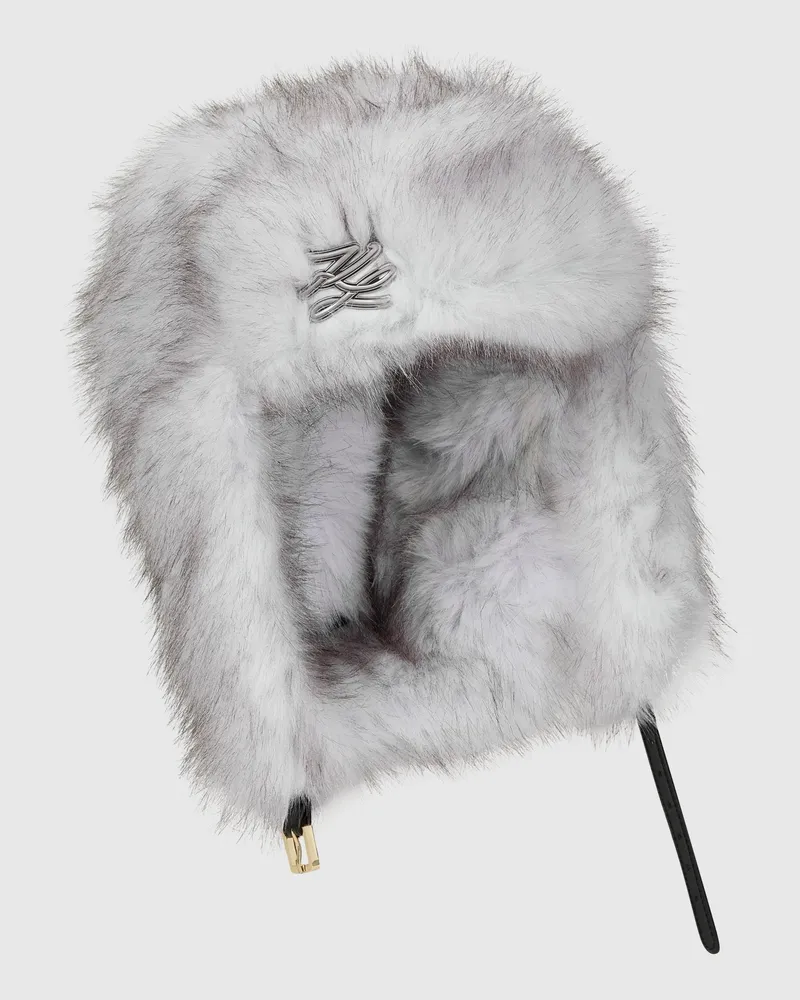 Karl Lagerfeld K/studio Trappermütze Aus Kunstpelz, Damen, Weiss, Größe Weiss