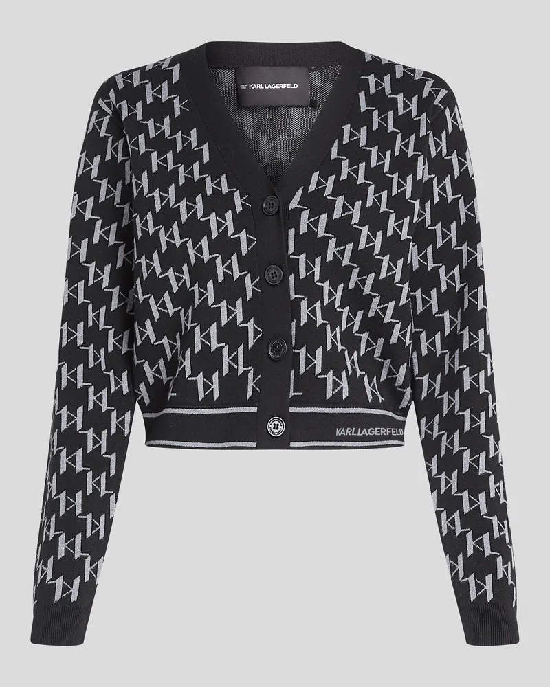 Karl Lagerfeld Monogram Cardigan, Frau, Graumelange Karl Monogramm, Größe Graumelange
