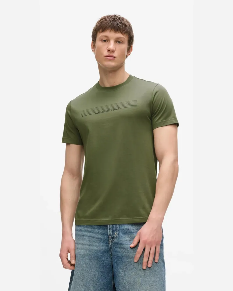 Karl Lagerfeld Schmal Geschnittenes, Gestreiftes T-shirt Mit Logo, Herren, Käfer, Größe Käfer