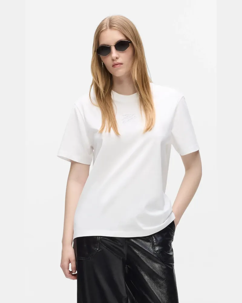 Karl Lagerfeld Autograph-t-shirt Mit Strasssteinen, Damen, Weiss, Größe Weiss