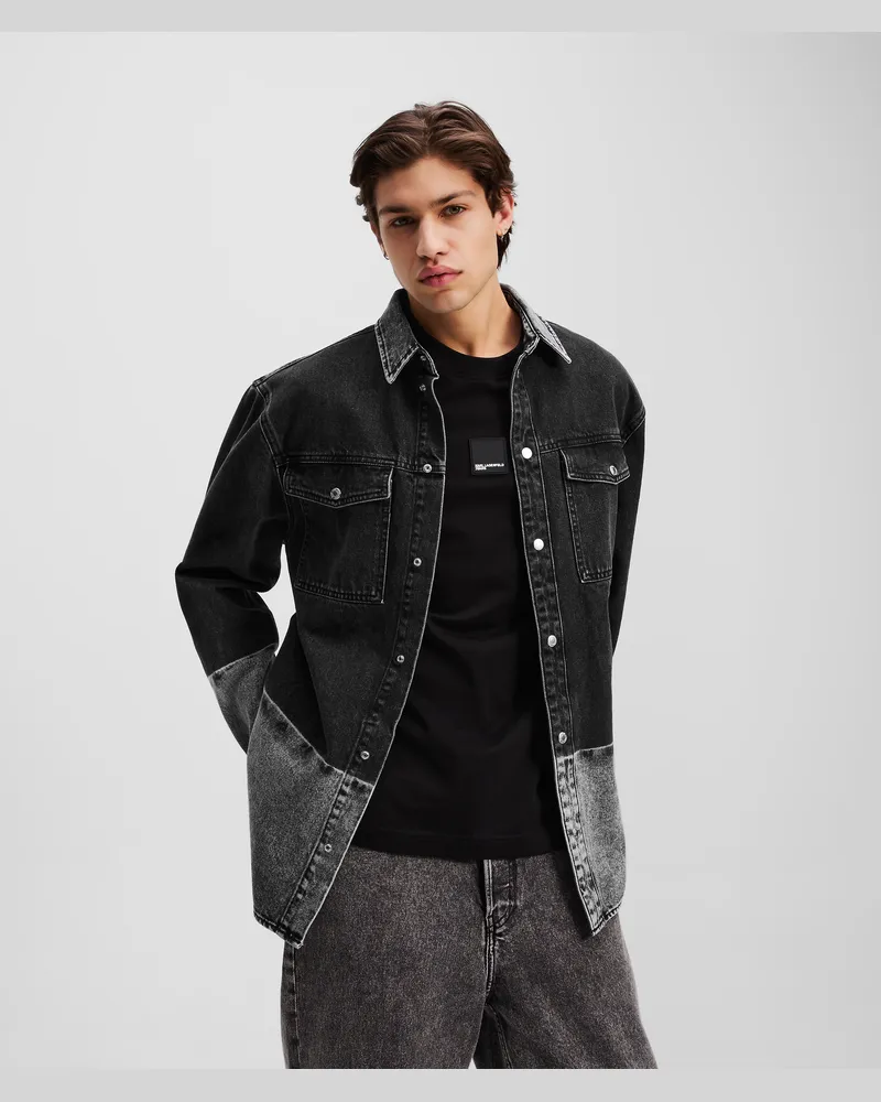 Karl Lagerfeld Denim-overshirt Mit Ombré-effekt, Mann, Washed Black Ombre, Größe Washed
