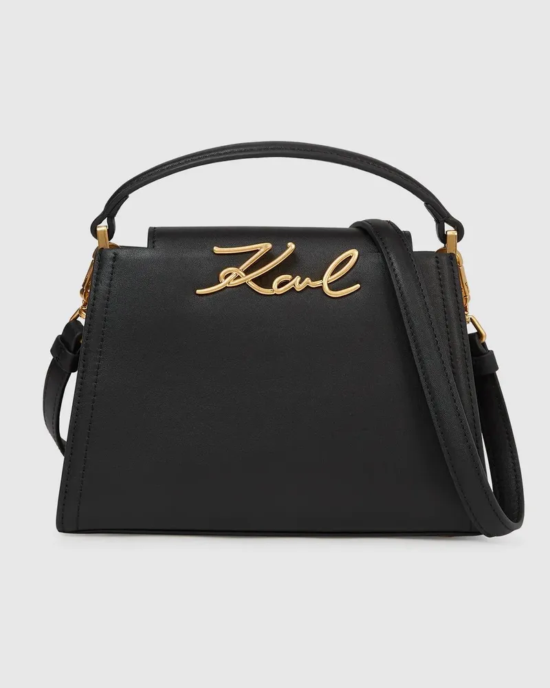 Karl Lagerfeld K/signature Mini-henkeltasche, Damen, Schwarz/gold, Größe Schwarz