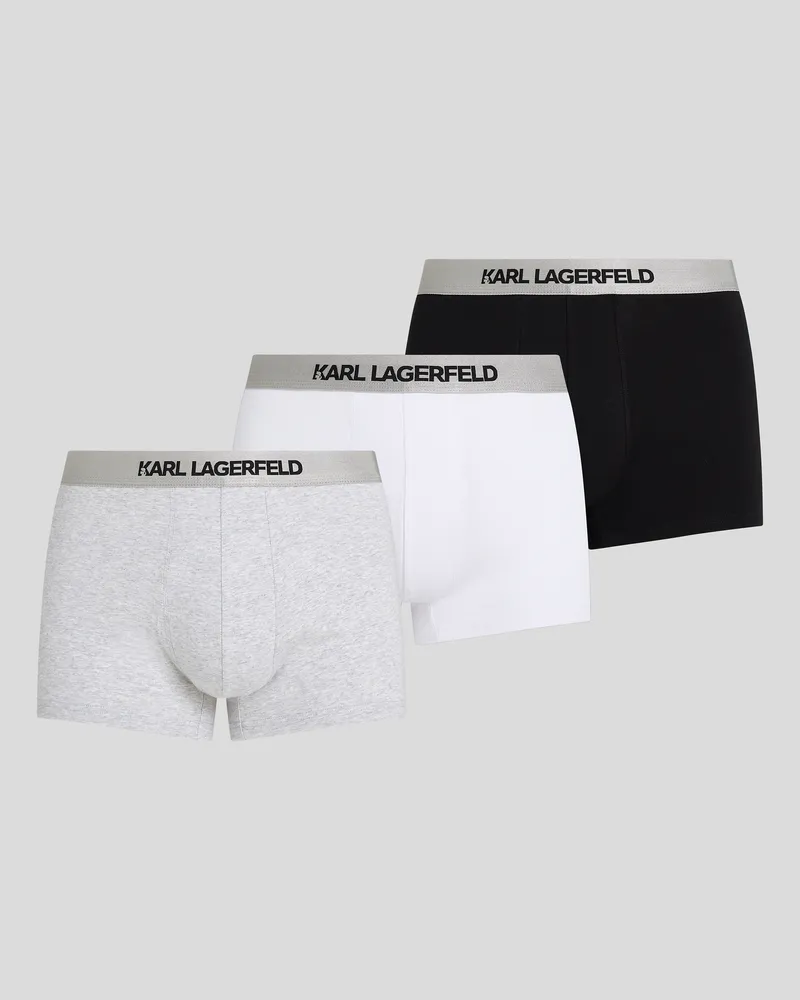 Karl Lagerfeld Boxershorts Mit Logo In Metallic-optik – 3er-set, Mann, Schwarz/Weiss/Grau, Größe Schwarz