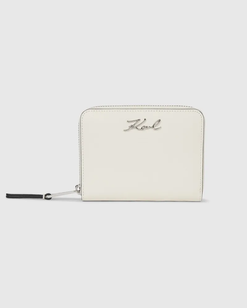 Karl Lagerfeld K/signature Mittelgroßes Portemonnaie Mit Reißverschluss, Female, Off White, Size Beige