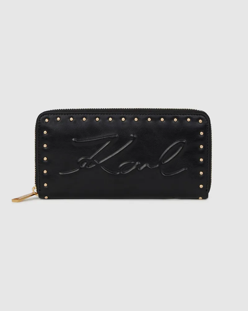 Karl Lagerfeld K/ville Großes Portemonnaie Mit Nieten, Damen, Schwarz/gold, Größe Schwarz