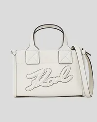 Karl Lagerfeld K/skuare Kleine Tote-bag aus Gebarbtem Leder, Frau, Off White Off