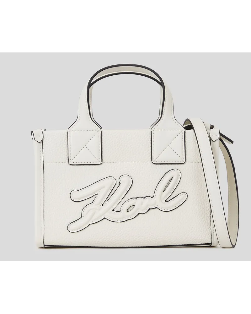 Karl Lagerfeld K/skuare Kleine Tote-bag aus Gebarbtem Leder, Frau, Off White Off