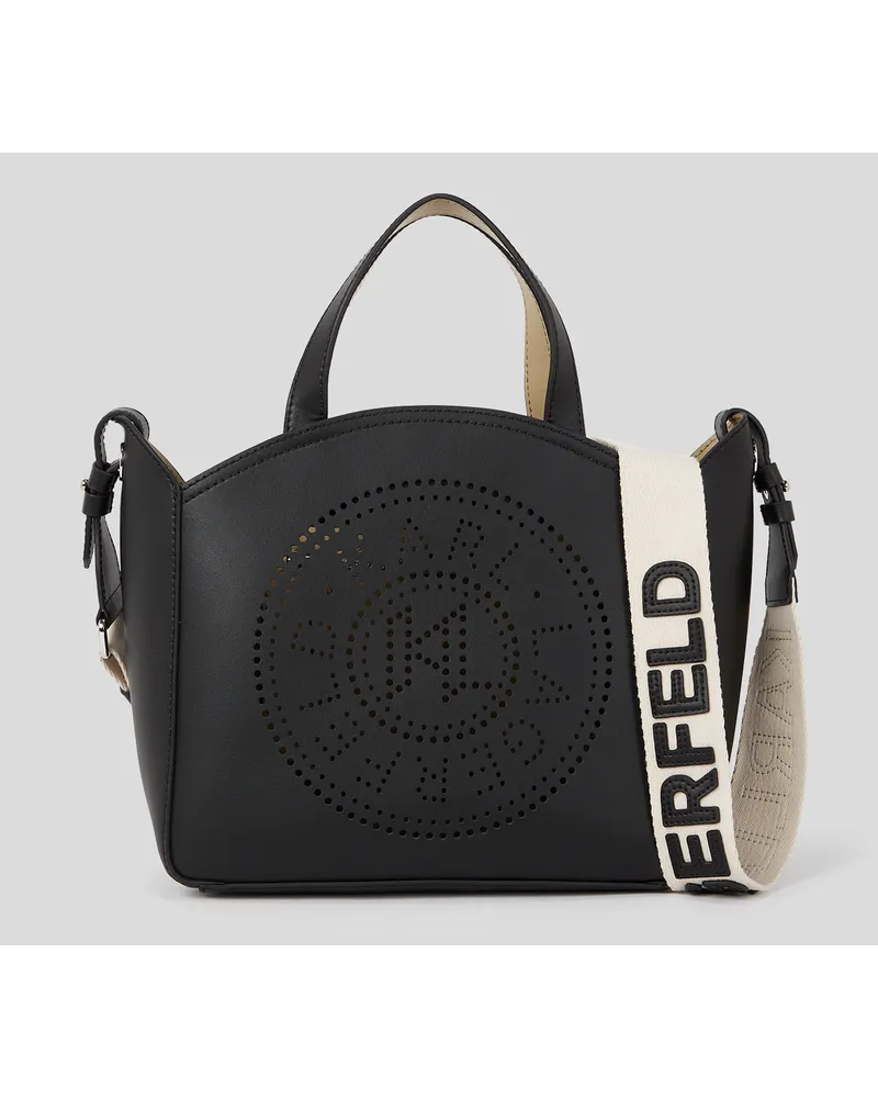 Karl Lagerfeld K/circle Kleine Tote-bag mit Lochmuster, Frau, Schwarz Schwarz