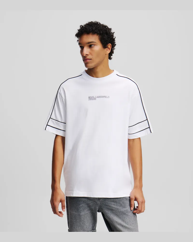 Karl Lagerfeld T-shirt Mit Paspelierung, Mann, Weiss, Größe Weiss
