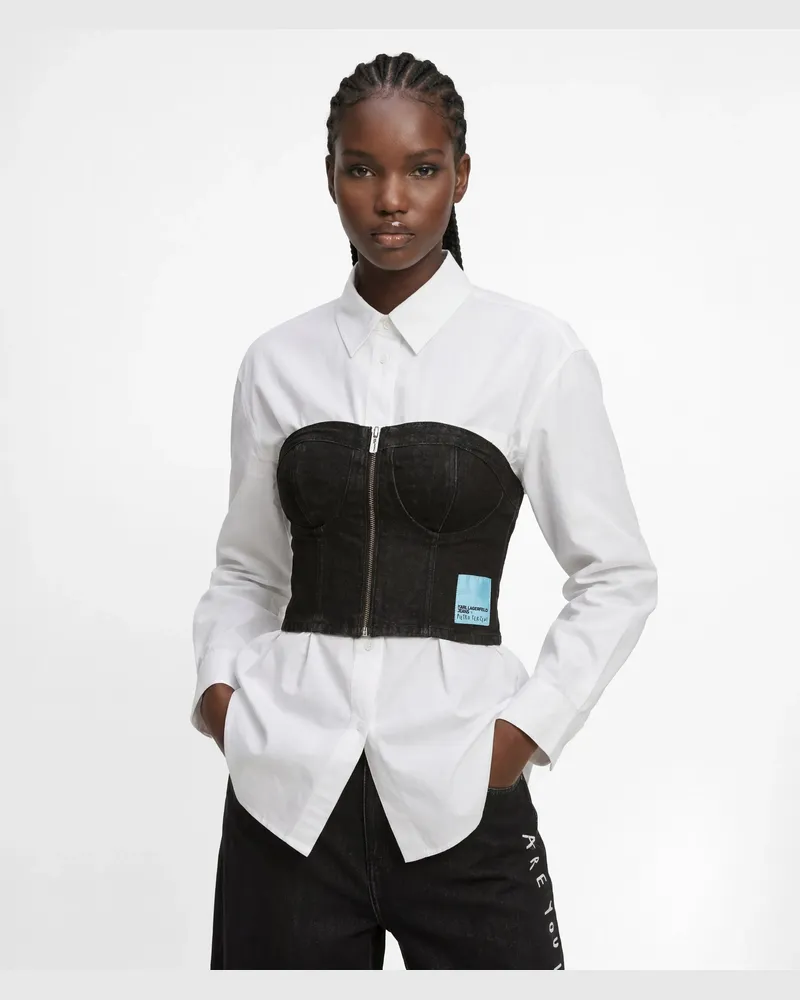 Karl Lagerfeld Klj X Pietro Terzini Denim-bandeau-top, Damen, Gewaschenes Schwarz, Größe Gewaschenes