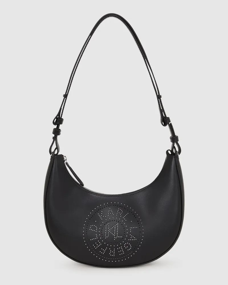Karl Lagerfeld K/circle Mondförmige Schultertasche Mit Nieten, Damen, Schwarz, Größe Schwarz