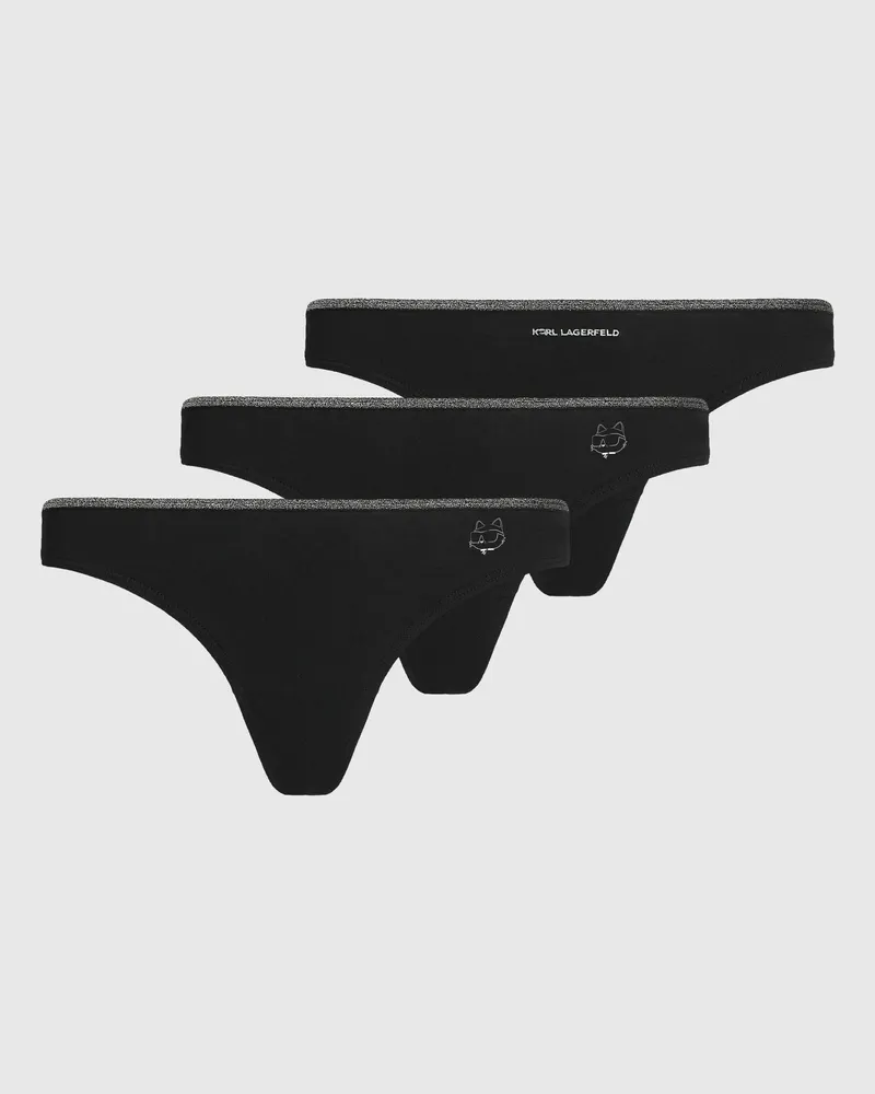 Karl Lagerfeld Ikon Schimmer-tanga – 3er-pack, Damen, Schwarz, Größe Schwarz