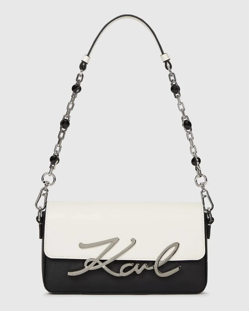 Karl Lagerfeld K/signature Schultertasche Mit Kunstperlen, Damen, Schwarz/weiss, Größe Schwarz
