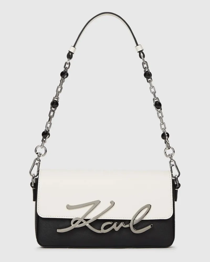 Karl Lagerfeld K/signature Schultertasche Mit Kunstperlen, Damen, Schwarz/weiss, Größe Schwarz