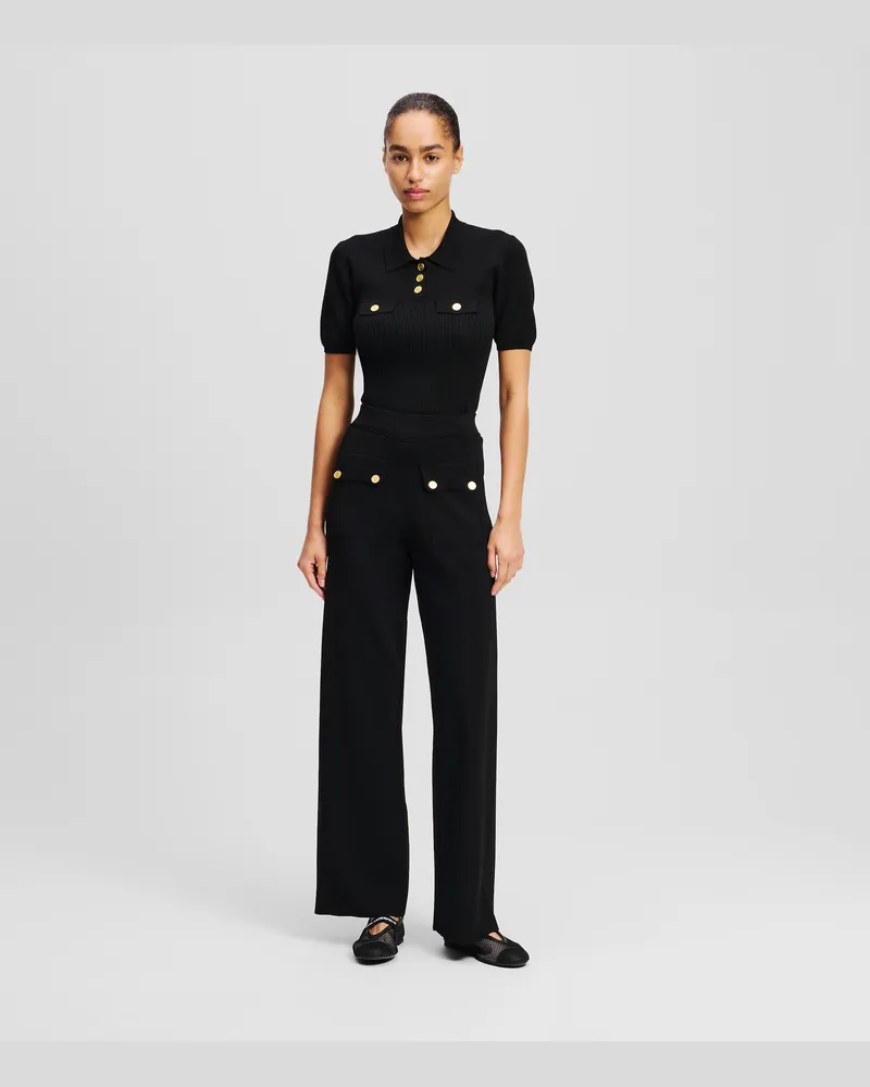 Karl Lagerfeld Hose Mit Knopfdetail, Frau, Schwarz, Größe Schwarz