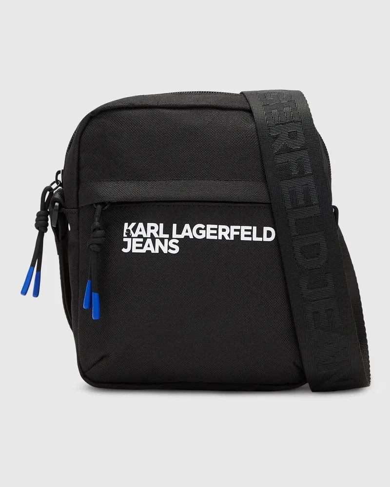 Karl Lagerfeld Reporter-tasche Aus Nylon Mit Logo, Male, Schwarz, Size Black