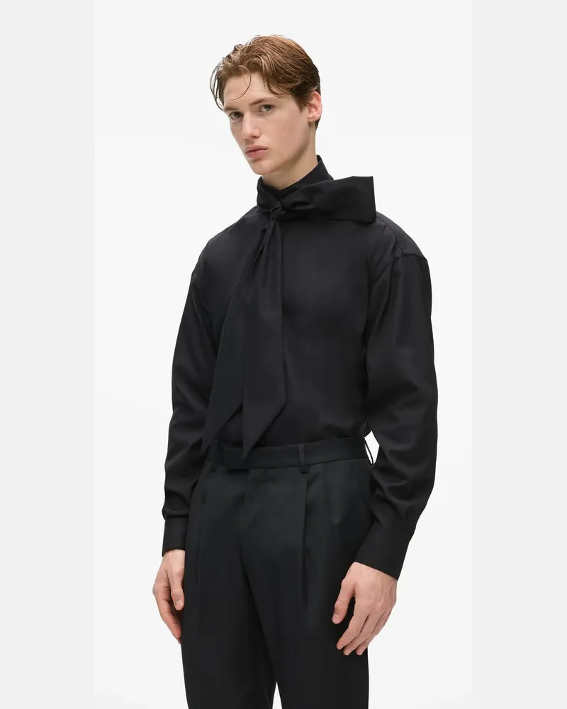 Karl Lagerfeld Kl Studio Hemd Mit Schluppe, Herren, Schwarz, Größe Schwarz