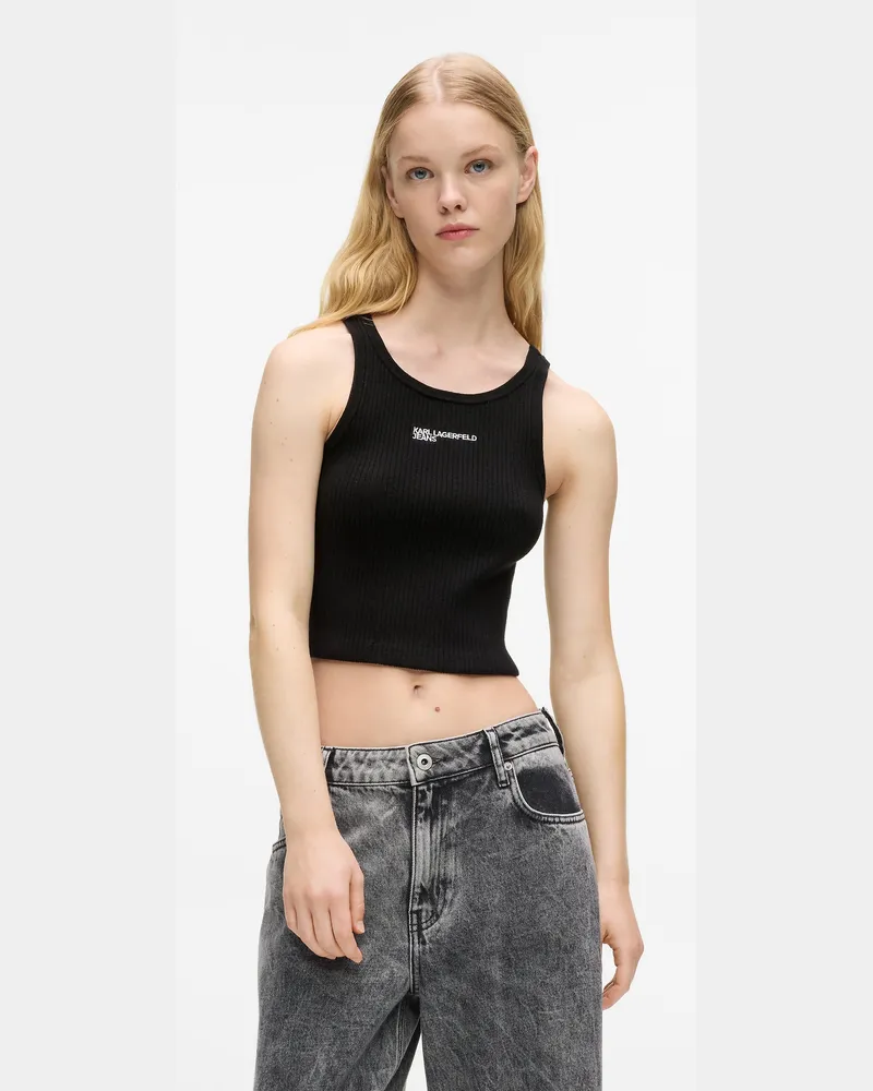 Karl Lagerfeld Gestricktes Tanktop, Damen, Schwarz, Größe Schwarz