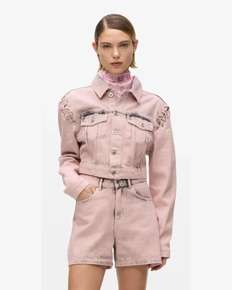 Karl Lagerfeld Jeansjacke Mit Schnürung, Damen, Bonbon, Größe Bonbon