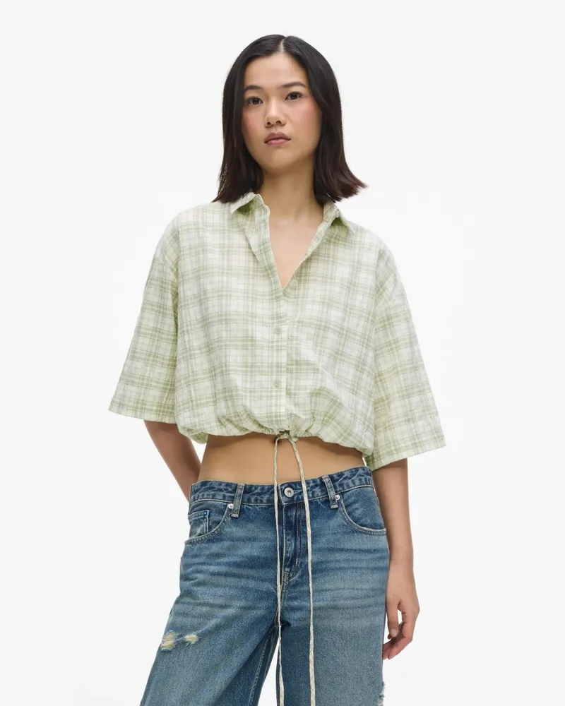 Karl Lagerfeld Kastige Karierte Bluse, Damen, Kleiner Karierter Teedruck, Größe Kleiner