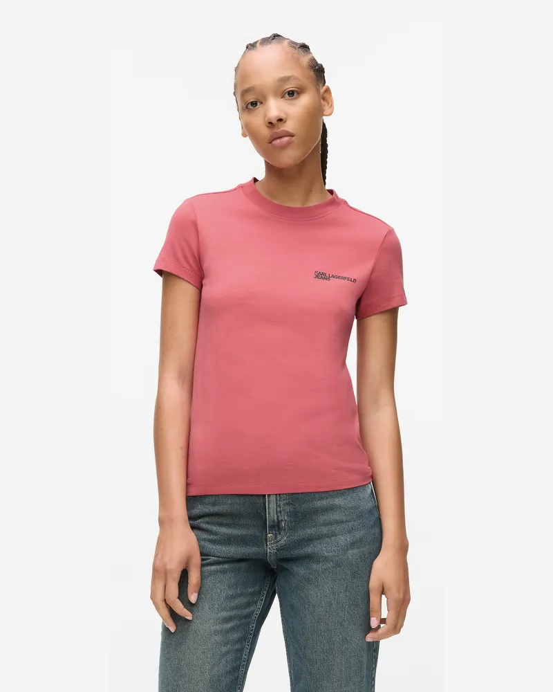Karl Lagerfeld Schmal Geschnittenes T-shirt, Damen, Schieferrose, Größe Schieferrose