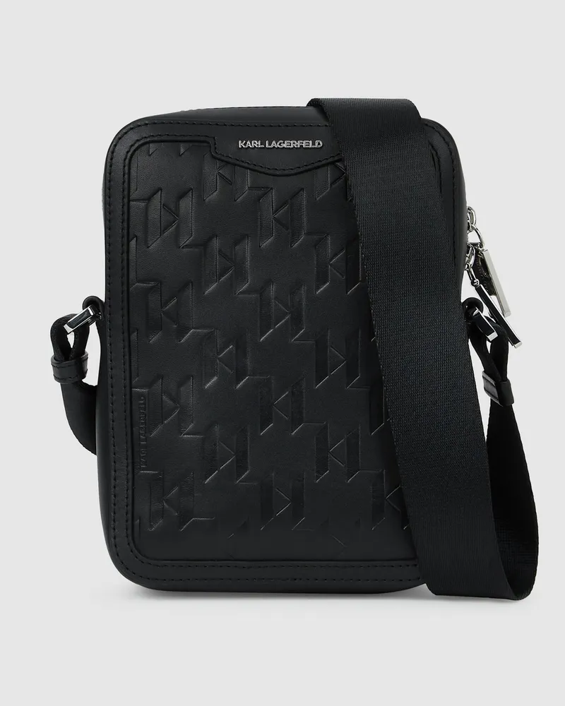 Karl Lagerfeld K/loom Umhängetasche Aus Leder, Herren, Schwarz, Größe Schwarz