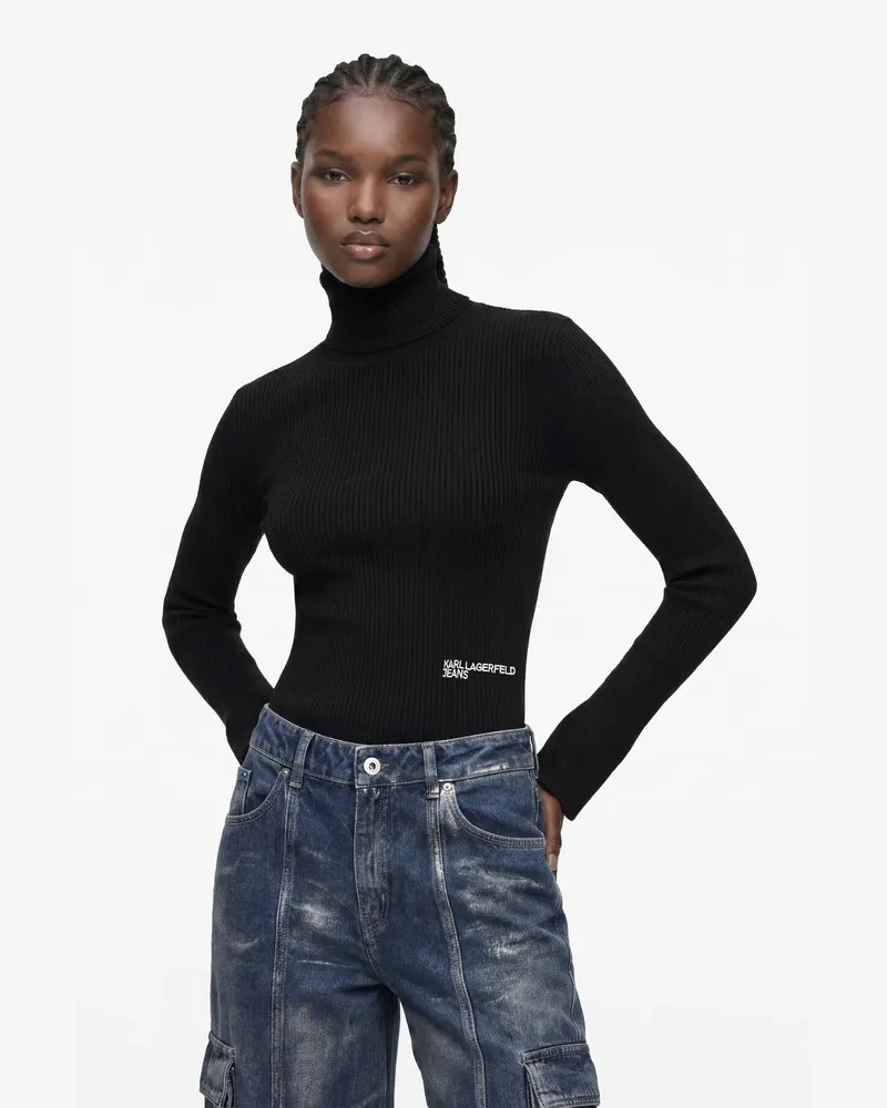 Karl Lagerfeld Leichter Rollkragenpullover, Damen, Schwarz, Größe Schwarz
