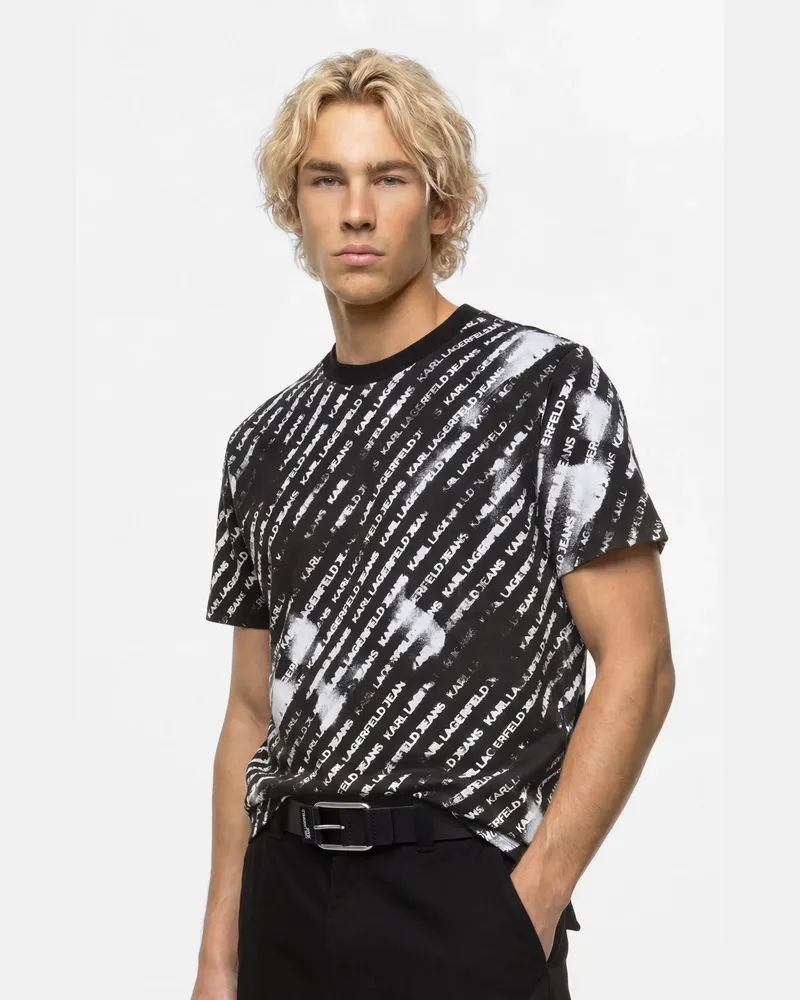 Karl Lagerfeld T-shirt Mit Durchgehendem Ombré-effekt Und Logo, Herren, Ombre-logo, Größe Ombre-logo