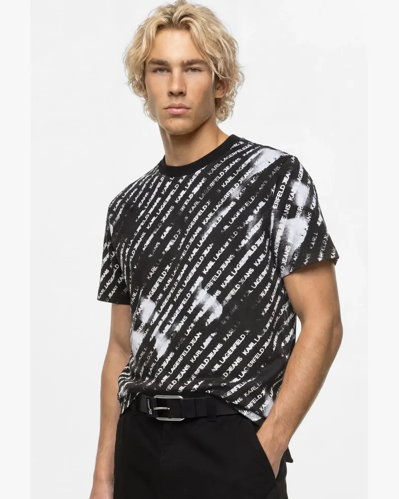 Karl Lagerfeld T-shirt Mit Durchgehendem Ombré-effekt Und Logo, Herren, Ombre-logo, Größe Ombre-logo