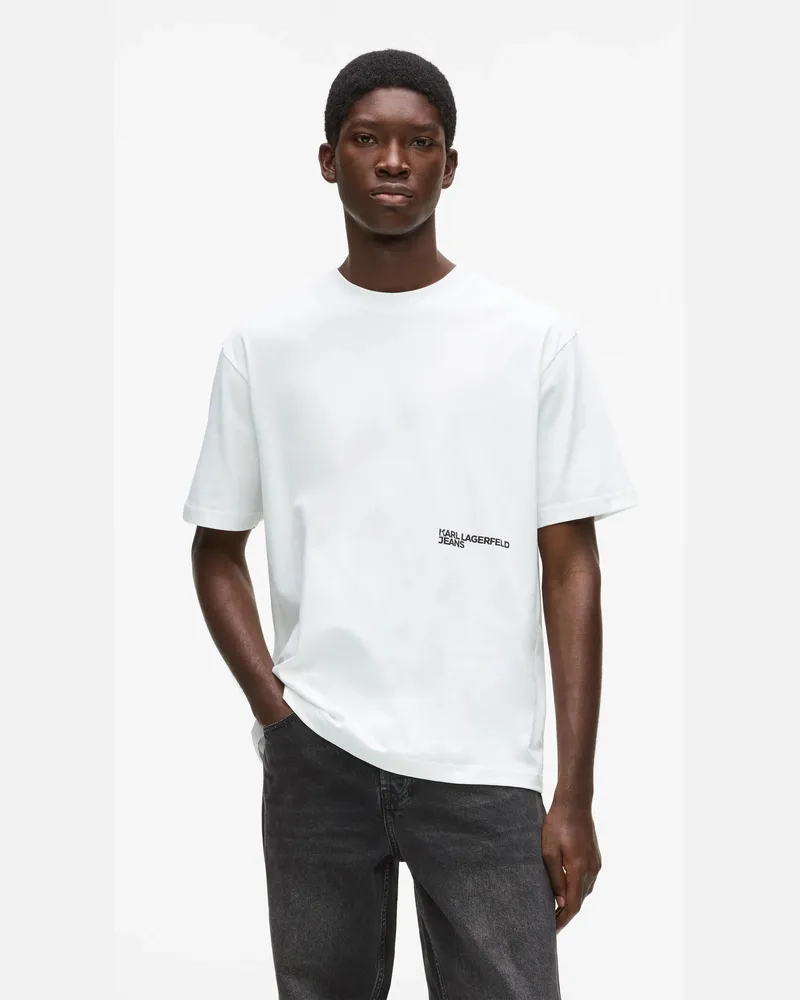Karl Lagerfeld T-shirt Mit Rebellischer Attitude, Herren, Weiss, Größe Weiss