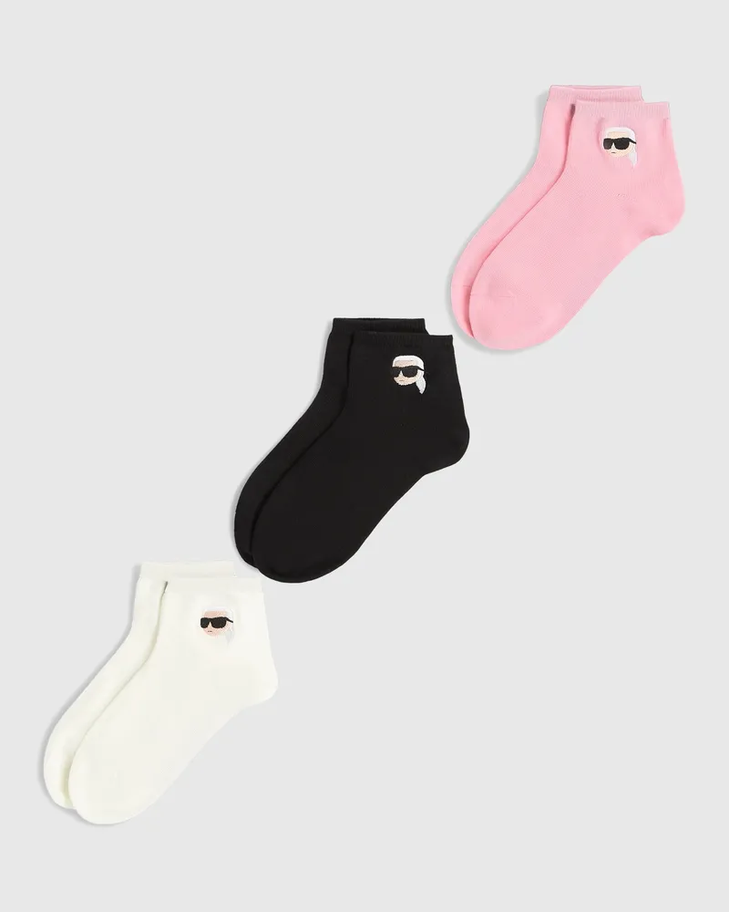 Karl Lagerfeld Ikon- Kurze Socken – 3er-pack, Damen, Orchideenrauch, Größe Orchideenrauch
