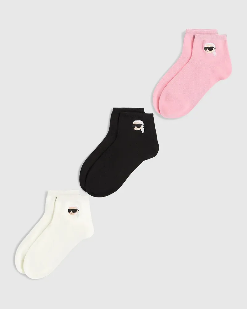 Karl Lagerfeld Ikon- Kurze Socken – 3er-pack, Damen, Orchideenrauch, Größe Orchideenrauch