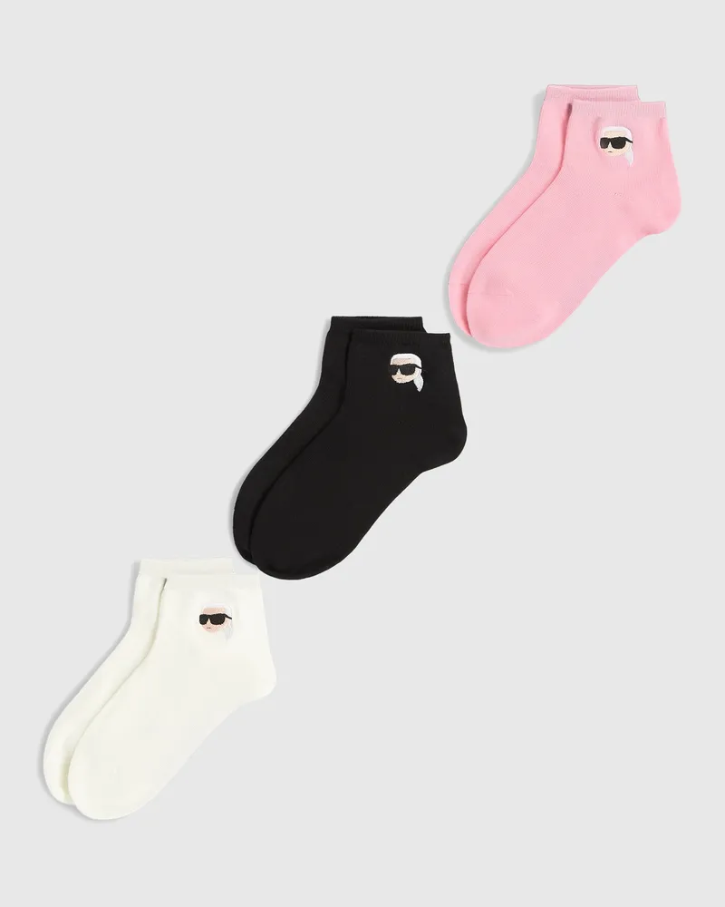 Karl Lagerfeld Ikon- Kurze Socken – 3er-pack, Damen, Orchideenrauch, Größe Orchideenrauch
