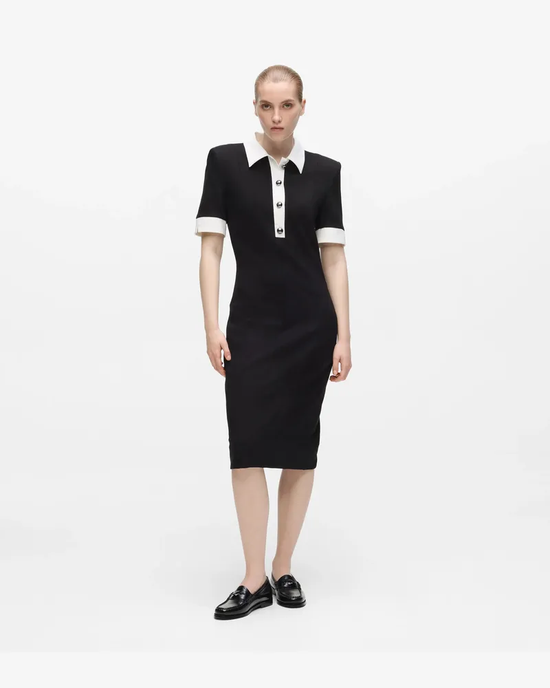 Karl Lagerfeld Kleid Mit Kontrastkragen, Female, Schwarz/weiss, Size Black