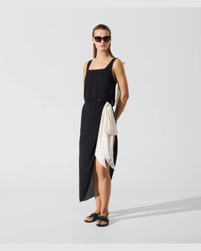 Karl Lagerfeld Signature-pareo Mit Schleife, Damen, Schwarz, Größe Schwarz