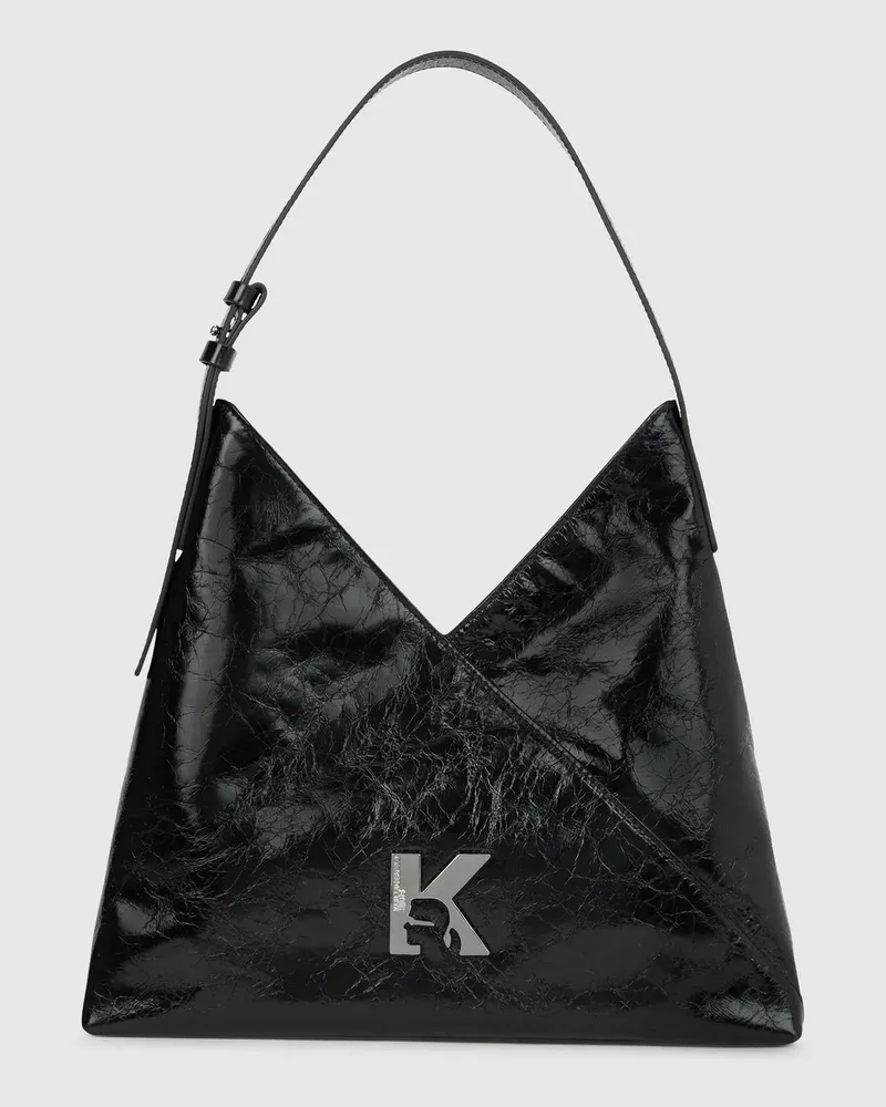 Karl Lagerfeld Geo Hochglänzende Tote Bag, Damen, Schwarz, Größe Schwarz