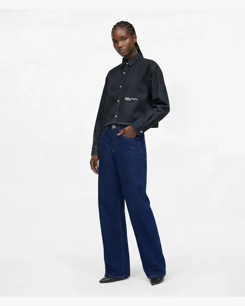 Karl Lagerfeld Glitzernde High-rise-jeans Mit Lockerer Passform, Female, Rinse Blau, Size Blue