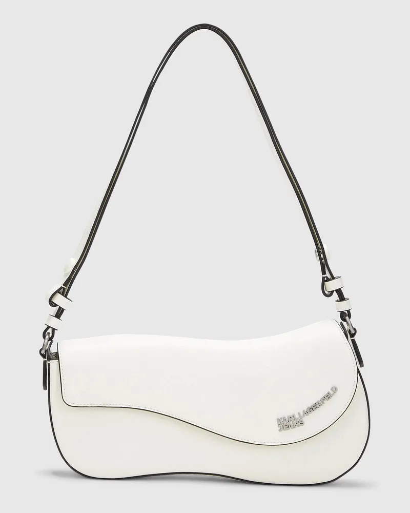 Karl Lagerfeld Schultertasche Mit Geknittertem Wellenmuster, Female, Reiher, Size White