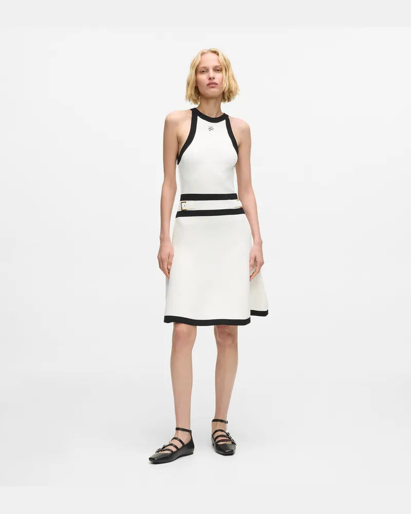 Karl Lagerfeld Karl Dna Strickkleid Mit Gürtel, Damen, Weiss/schwarz, Größe Weiss