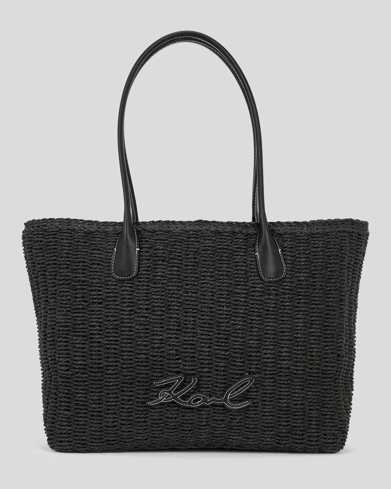 Karl Lagerfeld K/signature kleine Strand-tote-bag Aus Bast, Frau, Schwarz, Größe Schwarz