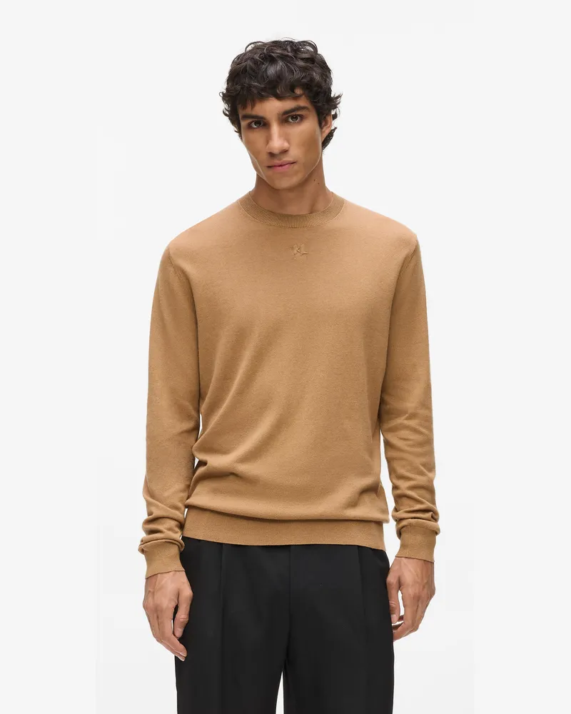 Karl Lagerfeld Strickpullover Mit Rundhalsausschnitt, Herren, Camel, Größe Camel