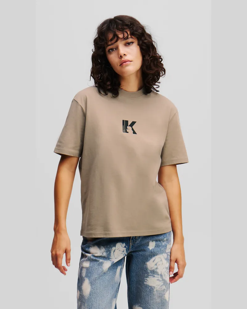 Karl Lagerfeld K-logo T-shirt, Frau, Wüsten-Taupe, Größe Wüsten-taupe