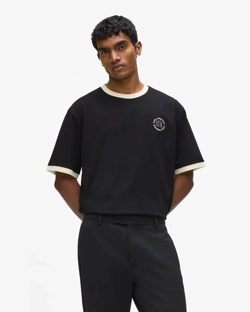 Karl Lagerfeld Ikon T-shirt Mit Circle-logo, Herren, Schwarz, Größe Schwarz