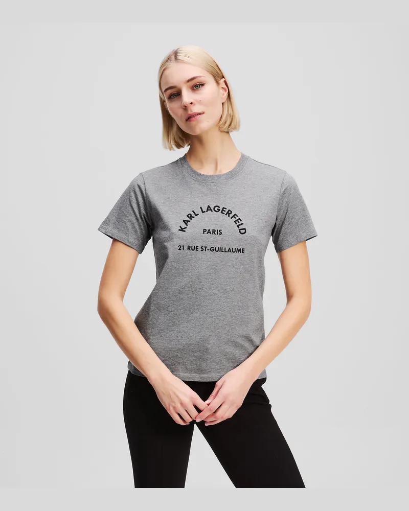 Karl Lagerfeld Rue St-guillaume T-shirt, Damen, Hellgrau Mel, Größe Hellgrau