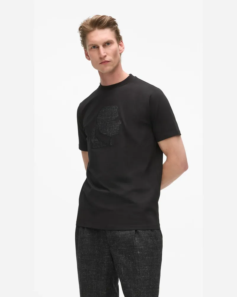 Karl Lagerfeld Kameo-t-shirt Mit Rundhalsausschnitt, Herren, Schwarz, Größe Schwarz
